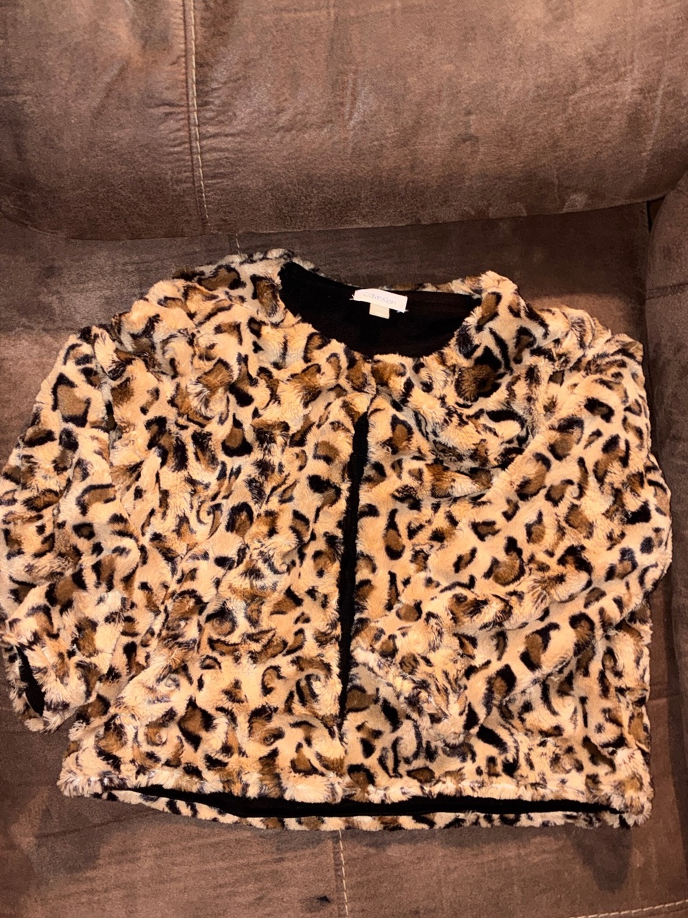 Calvin Klein Leopard Faux Fur Black & Tan